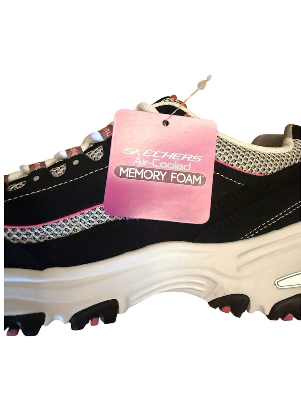 Sketchers D’Lites Air-Cooled Memory Foam Sneakers, Black/Pink, Size 7 - Picture 2 of 7